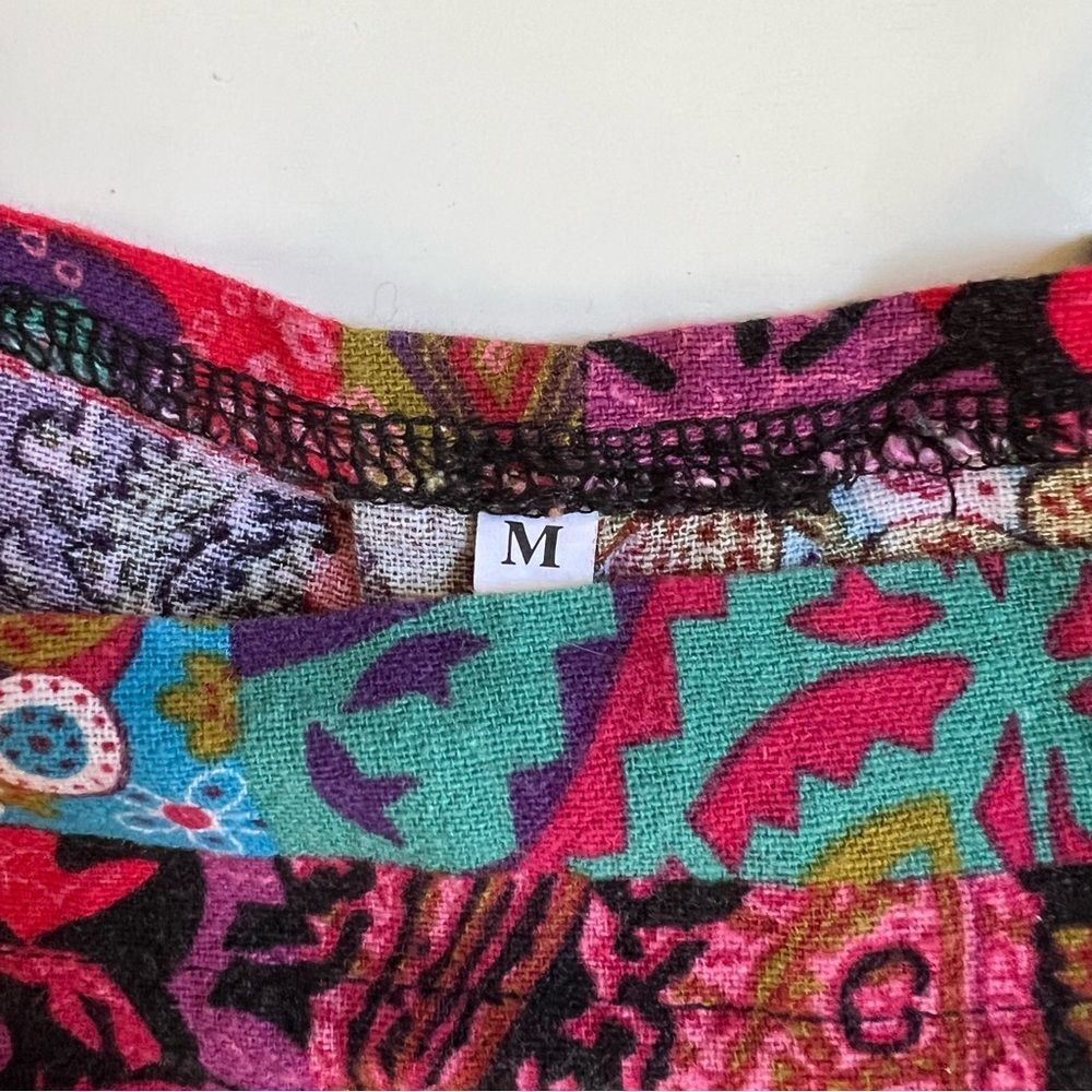 Patchwork Print Overalls Size Small Pockets Wide Leg Boho Festival Hippie - Picture 6 of 9